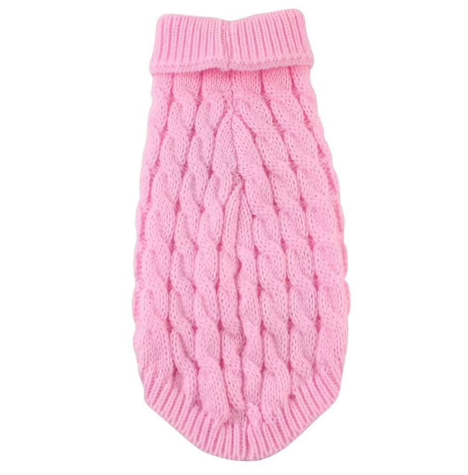 Cable Knit Sphynx Cat Jumper Sweater - Baby Pink