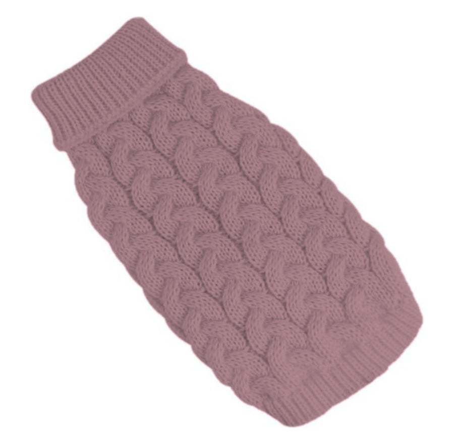 Cable Knit Sphynx Cat Jumper Sweater - Dusky Pink
