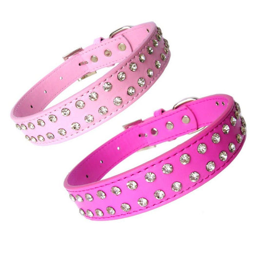 2-Row Dog Collars 10-20" - Pink