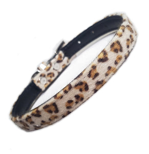 Furry Leopard Print Dog Collar