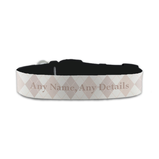 Personalised Small Dog Collar with Square Pattern Background Image 1