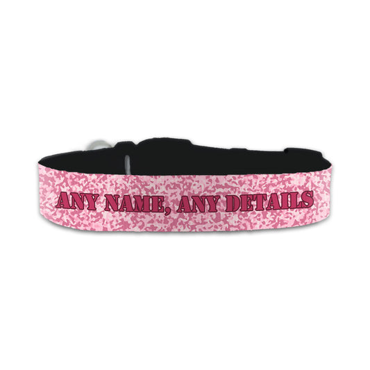 Personalised Small Dog Collar with Pink Camo Background Image 1