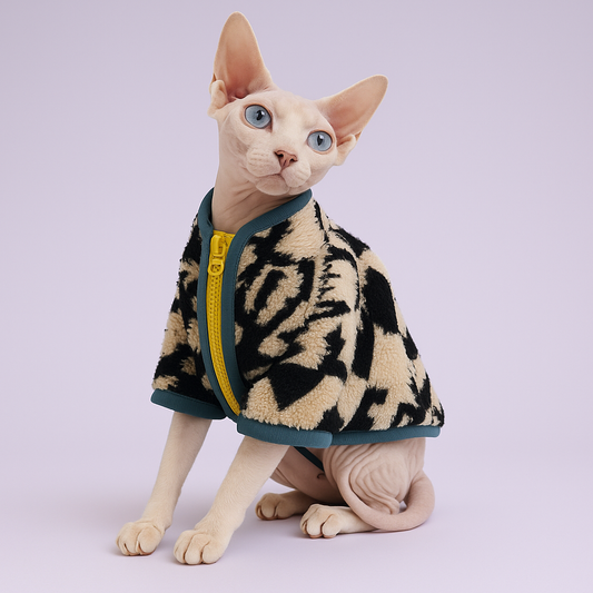 The Heir Sphynx Cat Zip-up Fleece Jacket