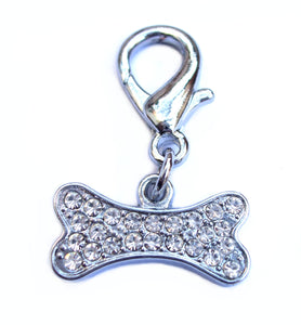 Crystal Bone Dog Collar Charm