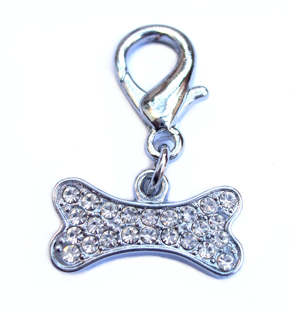 Crystal Bone Dog Collar Charm