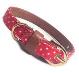 Polka Dot Fabric Dog Collar - Red