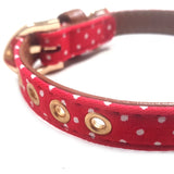 Polka Dot Fabric Dog Collar - Red