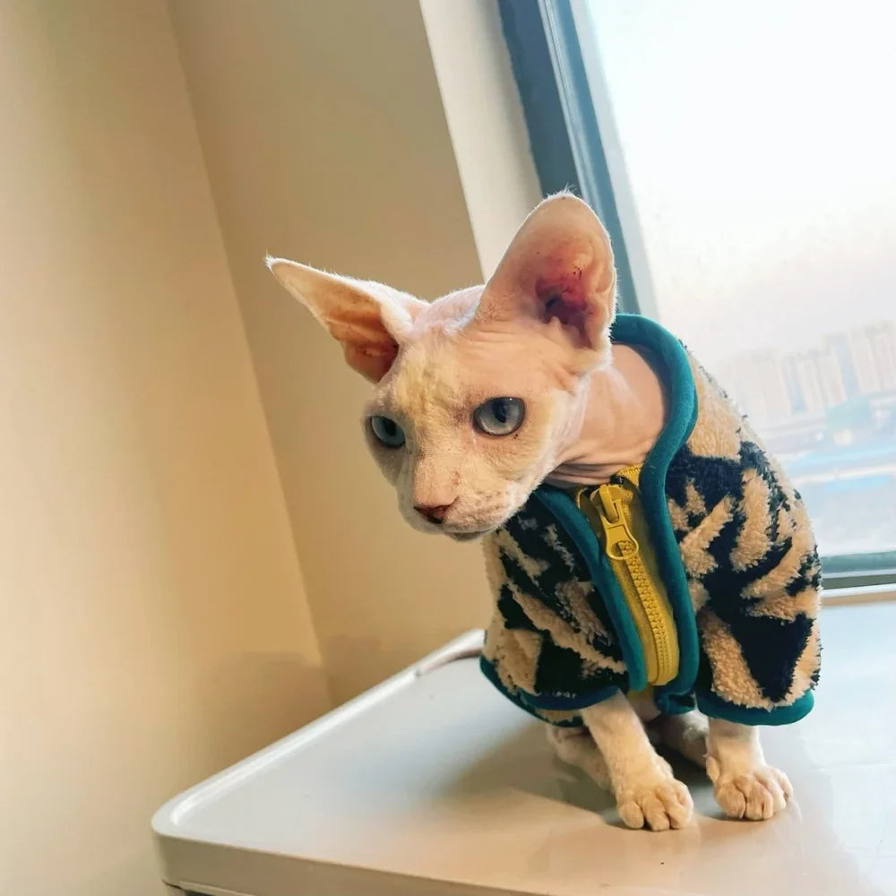 The Heir Sphynx Cat Zip-up Fleece Jacket
