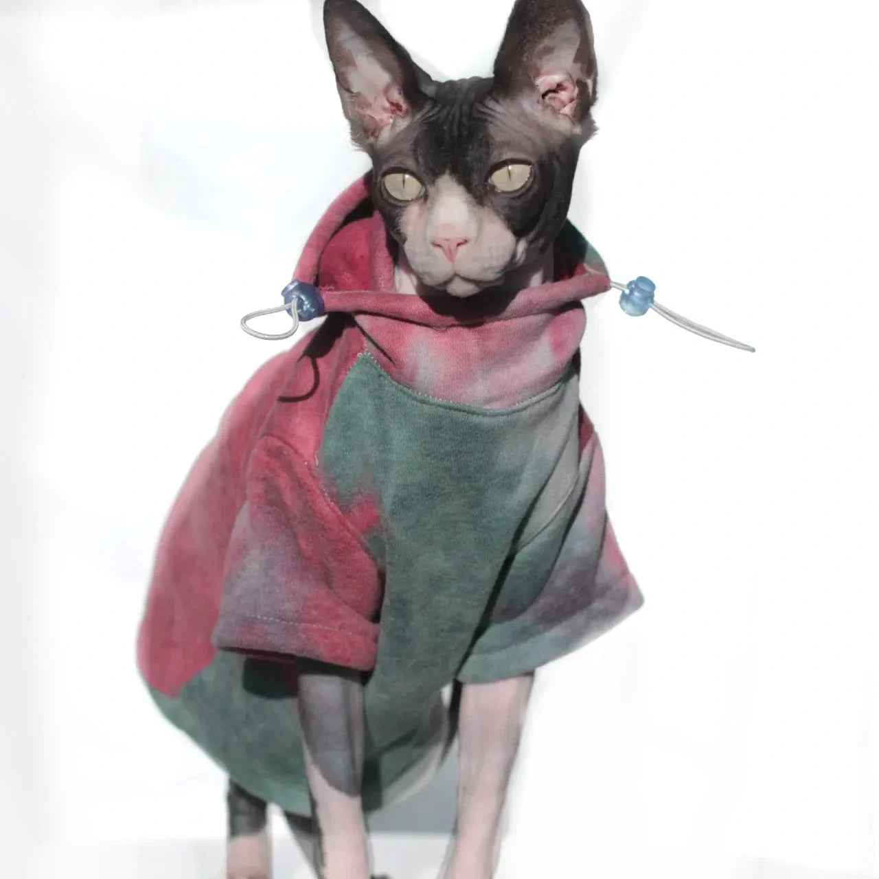 Tie Dye Sphynx Cat Fleece Toggle Hoody