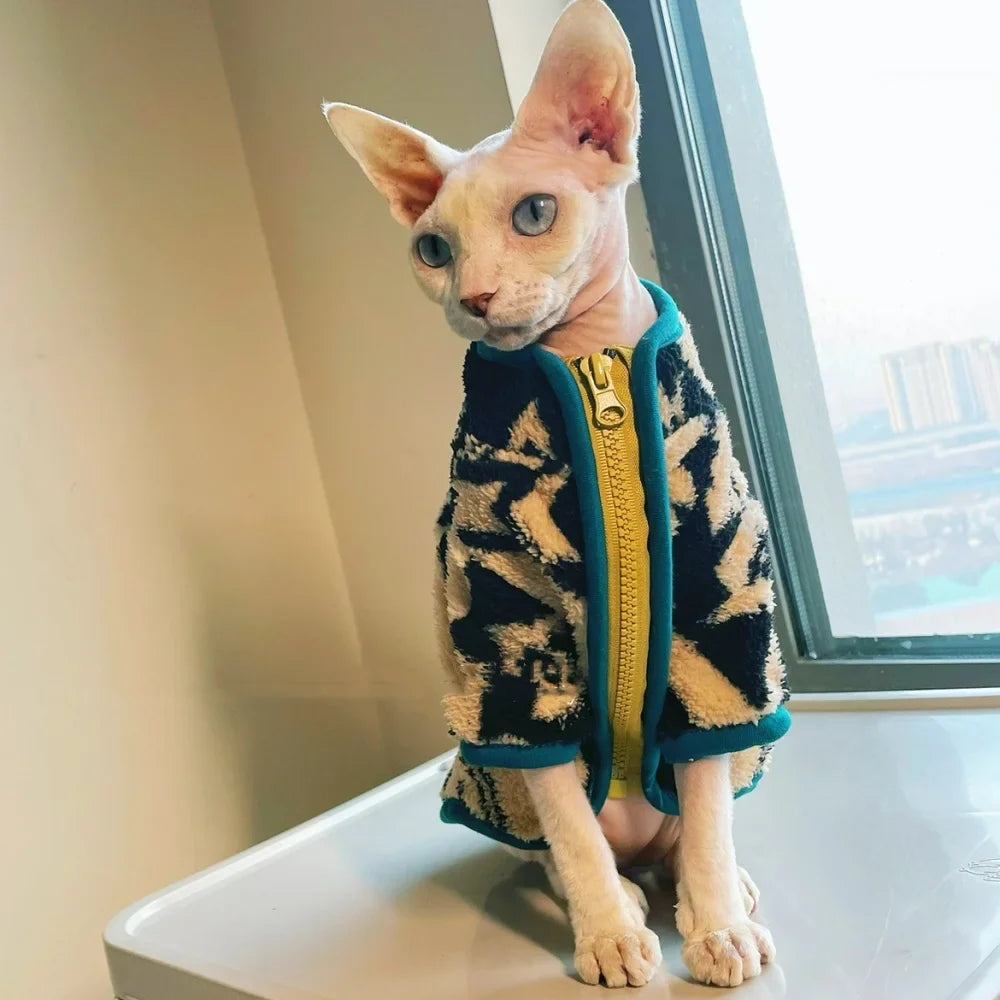 The Heir Sphynx Cat Zip-up Fleece Jacket