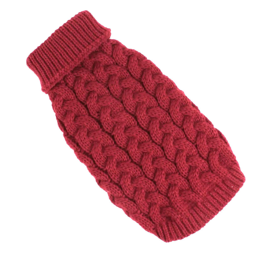 Cable Knit Sphynx Cat Jumper Sweater - Red