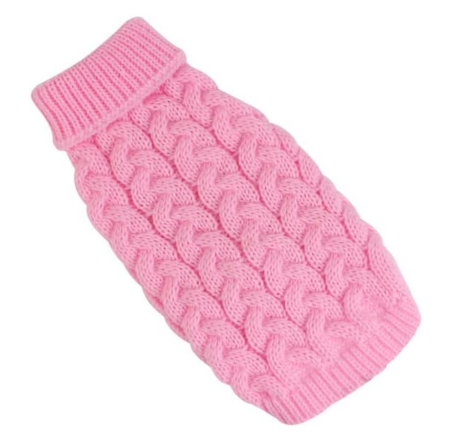 Cable Knit Sphynx Cat Jumper Sweater - Baby Pink