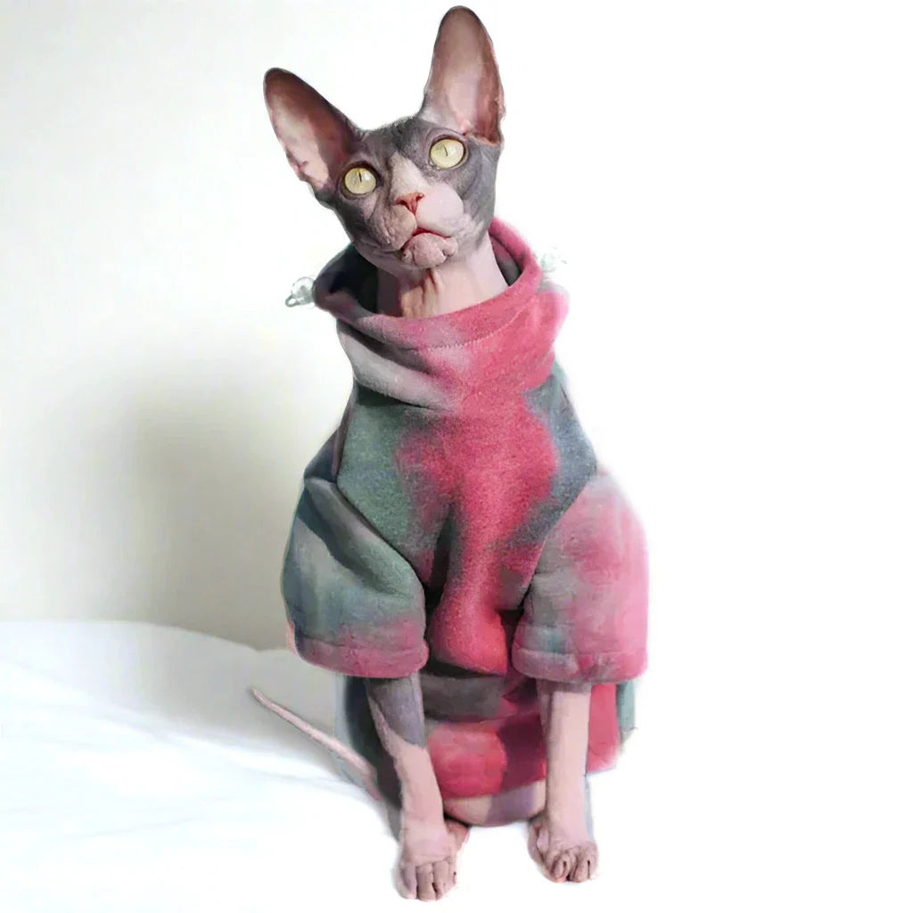 Tie Dye Sphynx Cat Fleece Toggle Hoody