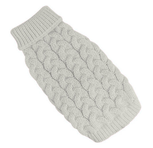 Cable Knit Sphynx Cat Jumper Sweater - Cream