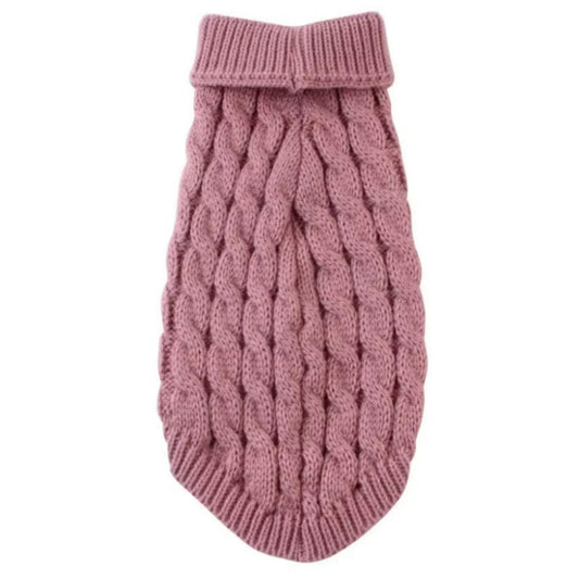 Cable Knit Sphynx Cat Jumper Sweater - Dusky Pink