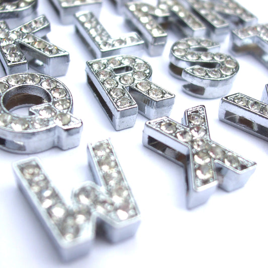 Letras deslizantes de cristal plateado - 10 mm
