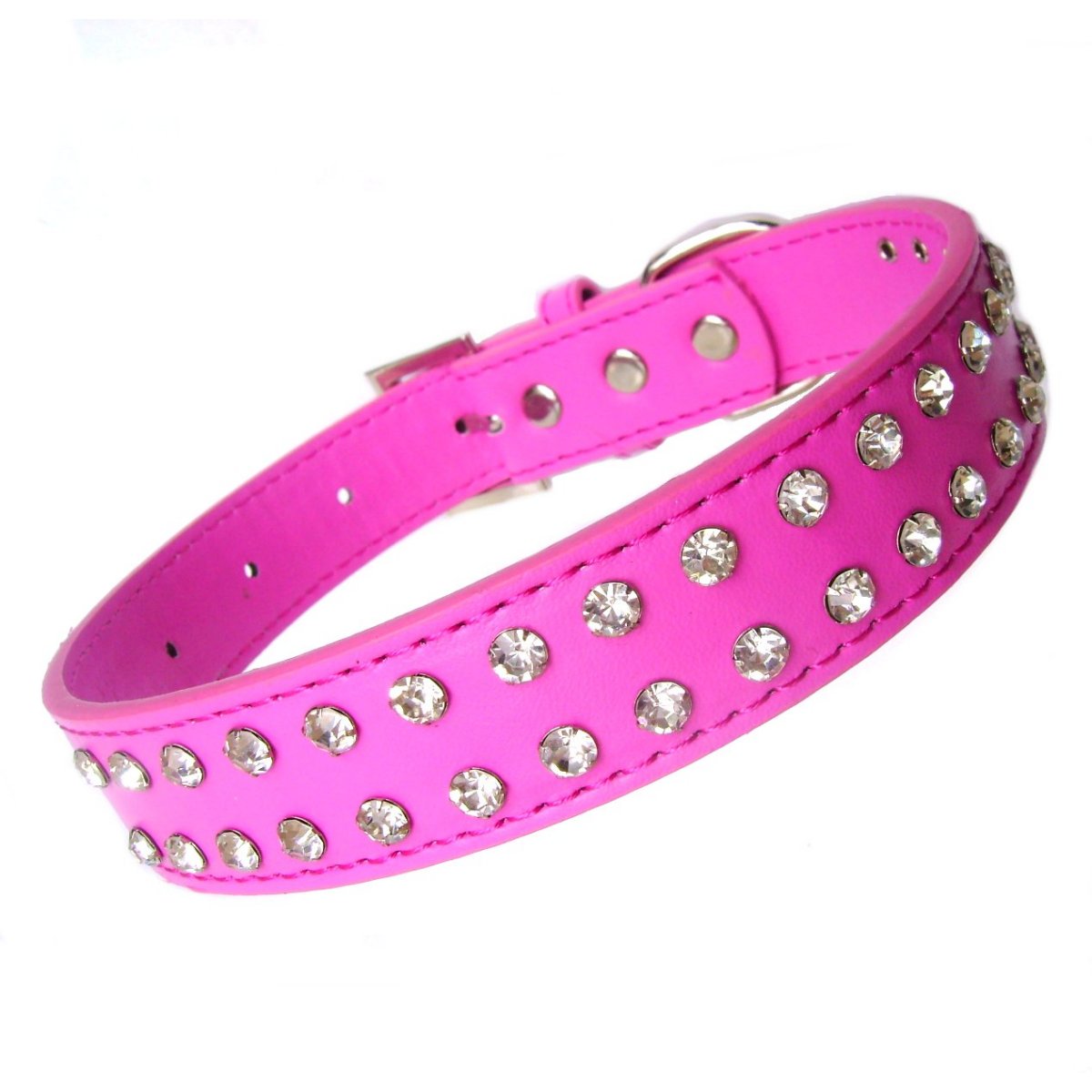 Dog Collar & Lead Sets 2-Row Dog Collar Lead Set - Hot Pink - Prince & Princess Designer Petwear 