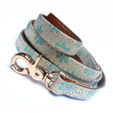 Dog Leads Flower Fabric Dog Leads - Blue - Prince & Princess Designer Petwear 