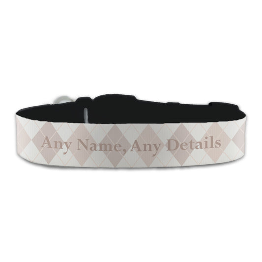 Personalised Large Dog Collar with Square Pattern Background Image 1