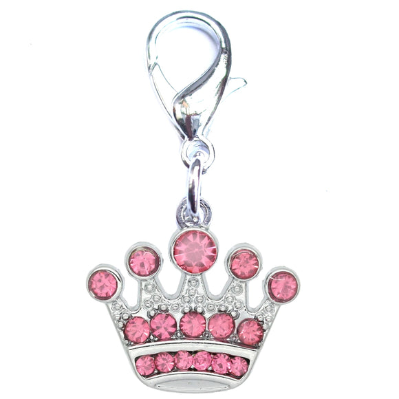 Crystal Crown Pet Collar Charm - Pink
