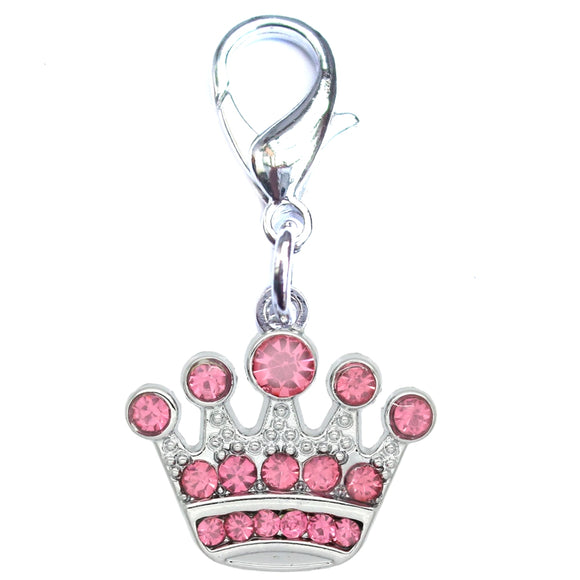 Crystal Crown Pet Collar Charm - Pink