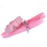 Dog Collar & Lead Sets Diamante Dog Collar Lead Set - Baby Pink - Prince & Princess Designer Petwear 