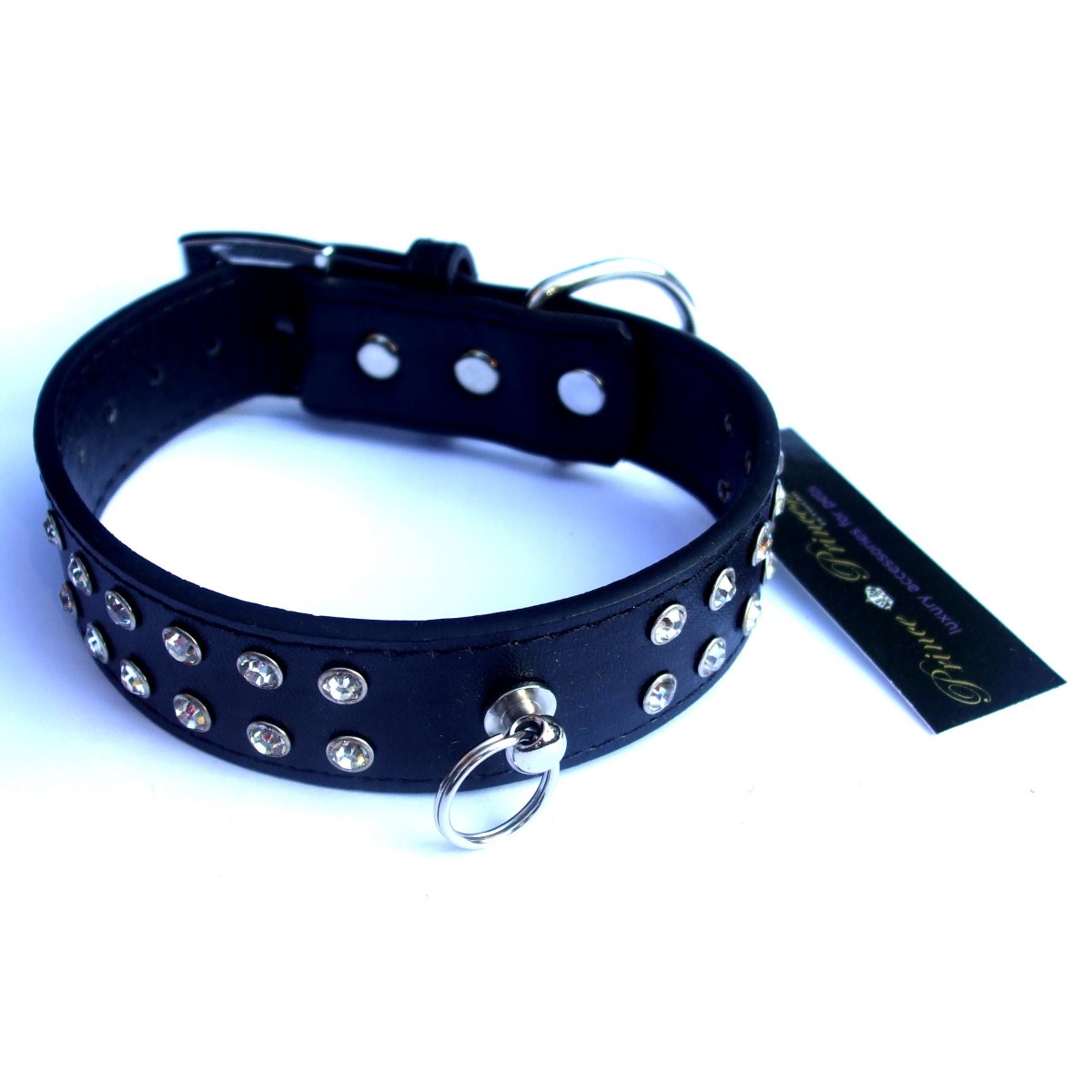 Dog Collar & Lead Sets Diamante Dog Collar Lead Set - Black - Prince & Princess Designer Petwear 