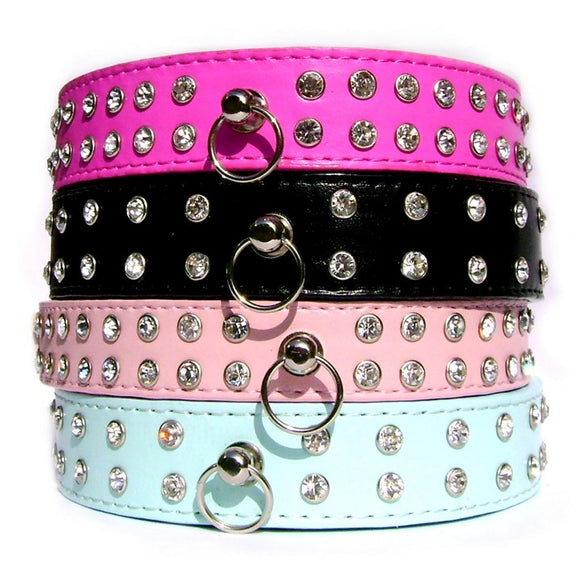 Dog Collars Double Diamante Dog Collar - Prince & Princess Designer Petwear 