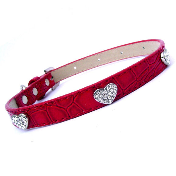 Dog Collars Love Hearts Croc Dog Collar - Prince & Princess Designer Petwear 