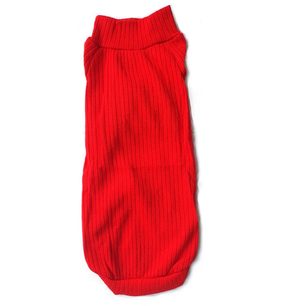 Sphynx Cat Ribbed Thin Stretch Knit - Red Cat Jumpers | Clothes for Cats