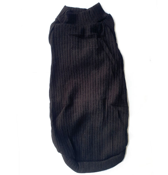 Sphynx Cat Ribbed Stretch Knit - Black