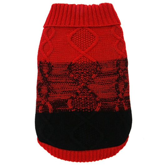 Pull tricoté pour chien rouge/noir