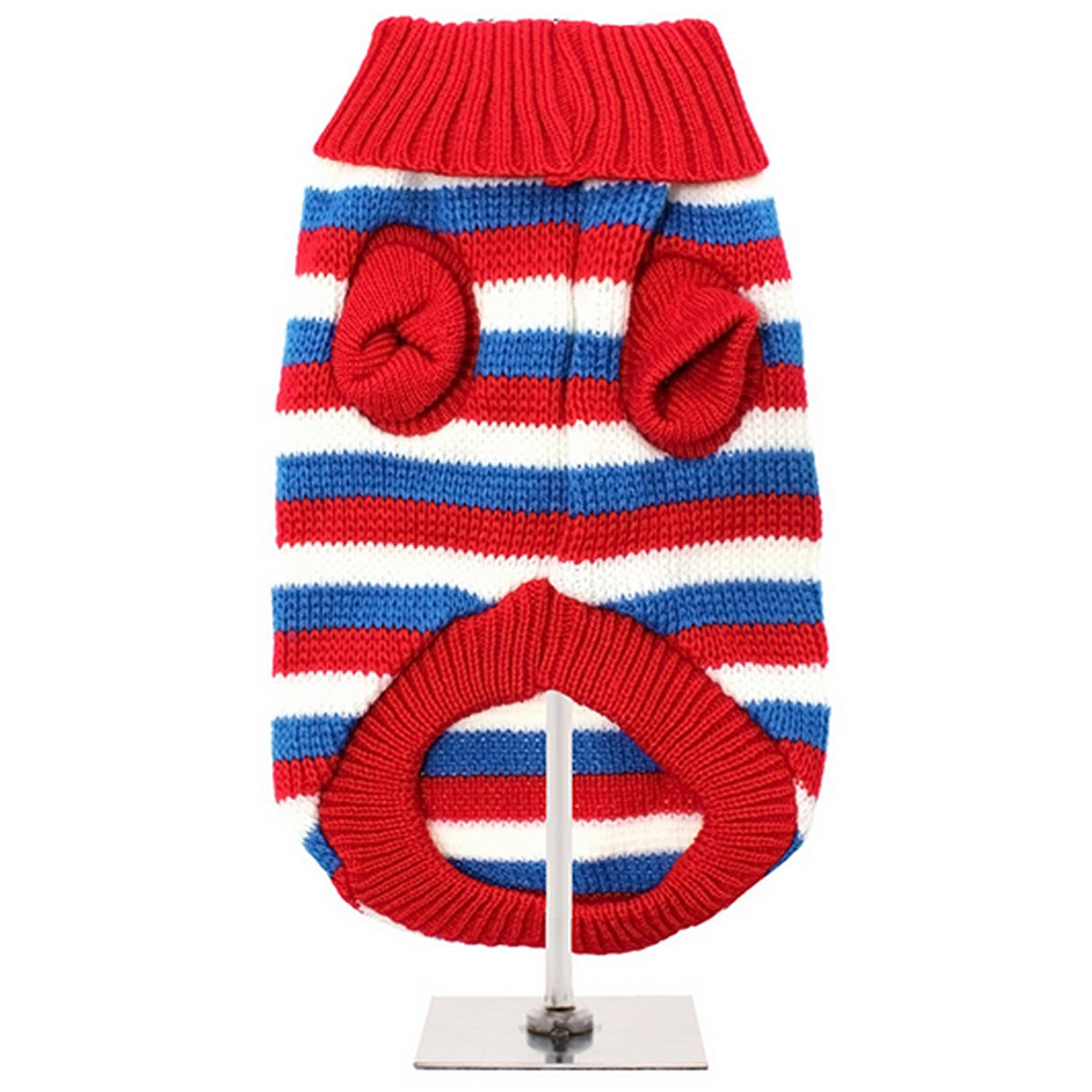 Striped Knitted Dog Jumper Red/White/Blue