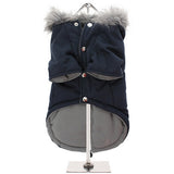 Black Fur Hood Parka Dog Coat