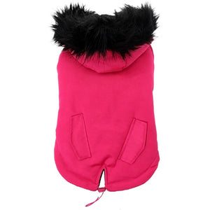 Pink Fur Hood Parka Dog Coat