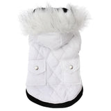 White Quilted Fur Parka Dog Coat