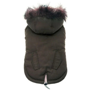 Khaki Fur Hood Parka Dog Coat