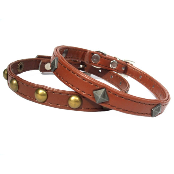 Dog Collars Brown Studded Dog Collars - Prince & Princess Designer Petwear 