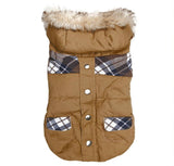 Tan & Tartan Hooded Dog Parka Coat